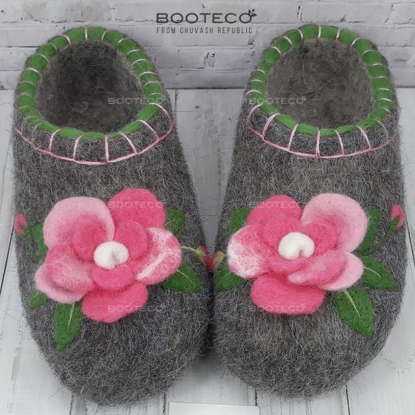 Валяные тапочки Дамасская роза - Обувная фабрика «Booteco»
