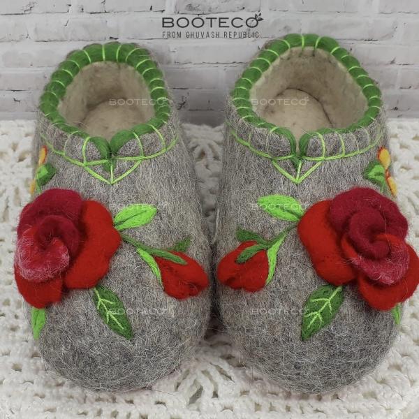 Валяные тапочки Дикая роза - Обувная фабрика «Booteco»