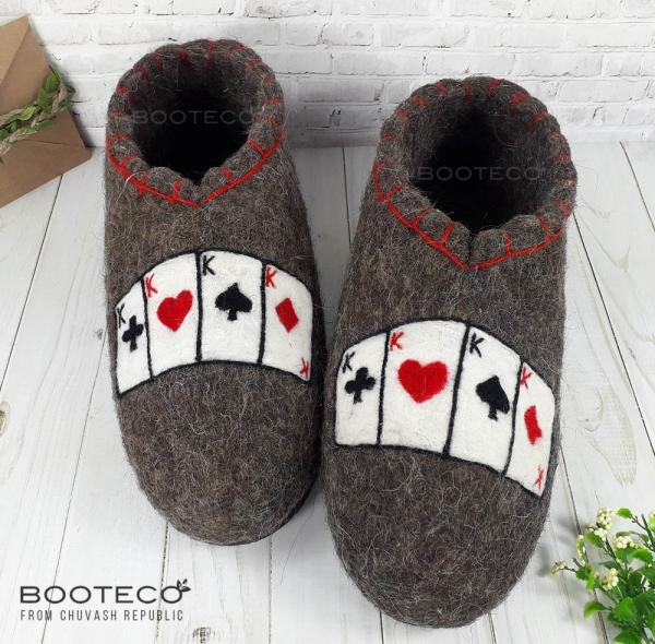 Валяные тапочки Игральные карты - Обувная фабрика «Booteco»