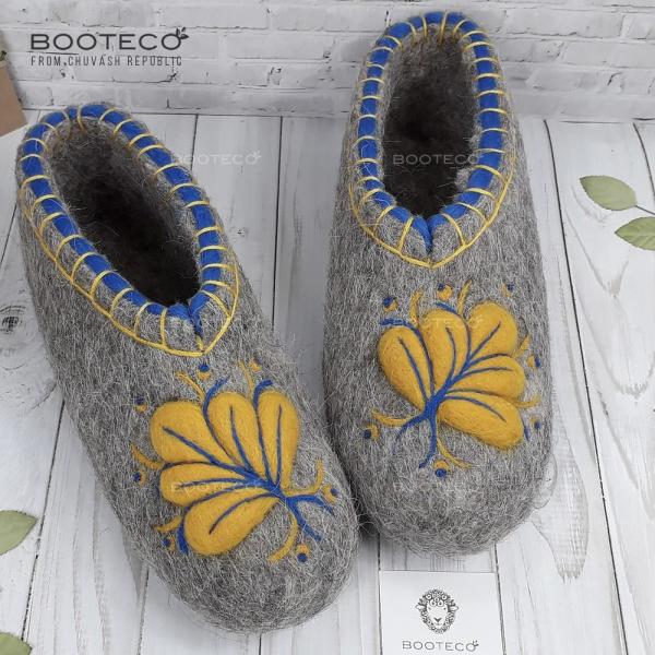 Валяные тапочки Искристые листья - Обувная фабрика «Booteco»