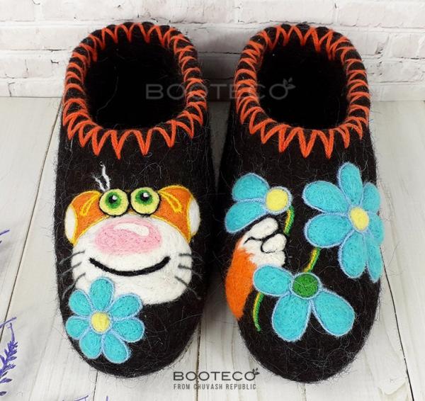 Валяные тапочки Кот - Обувная фабрика «Booteco»