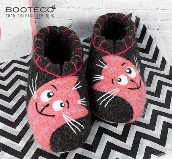 Валяные тапочки Котики - Обувная фабрика «Booteco»
