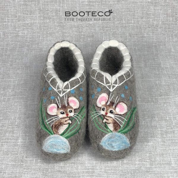 Валяные тапочки Мышка-норушка - Обувная фабрика «Booteco»