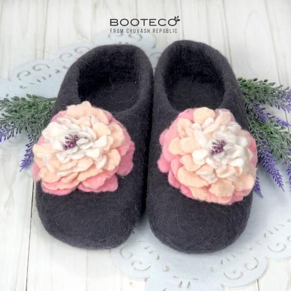 Валяные тапочки Нежный пион - Обувная фабрика «Booteco»