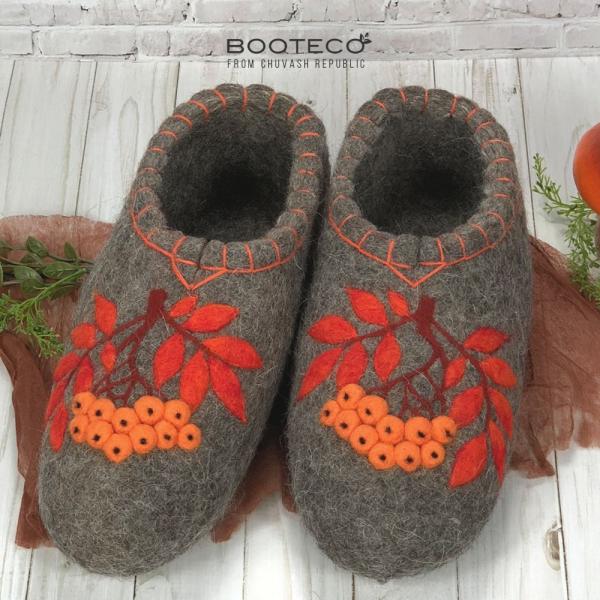 Валяные тапочки Осенняя рябина - Обувная фабрика «Booteco»