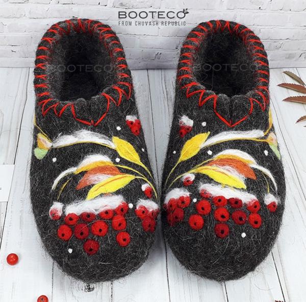 Валяные тапочки Рубиновый закат - Обувная фабрика «Booteco»