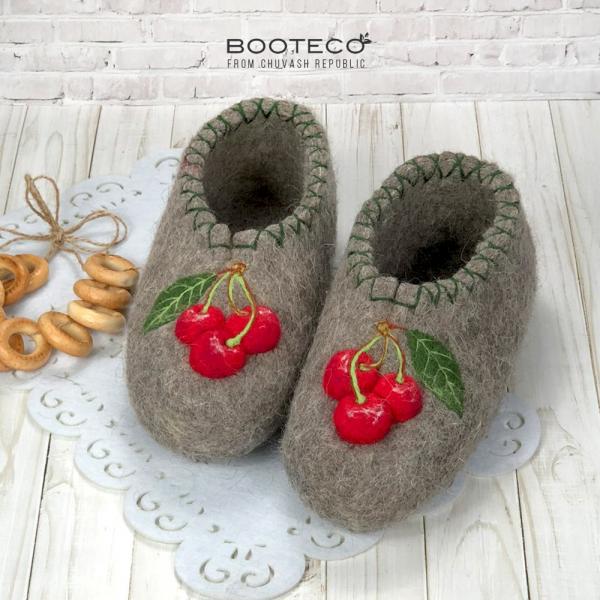 Валяные тапочки Вишня - Обувная фабрика «Booteco»