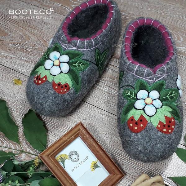 Валяные тапочки Земляничная поляна - Обувная фабрика «Booteco»