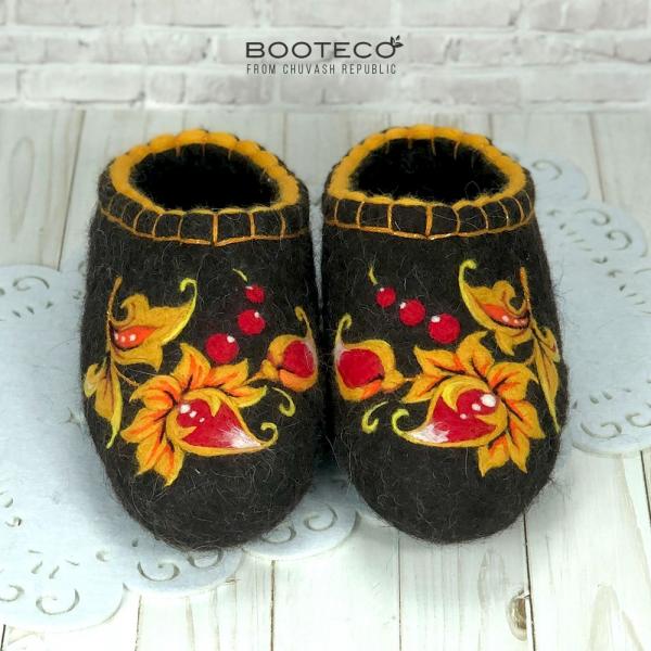 Валяные тапочки Золотая хохлома - Обувная фабрика «Booteco»