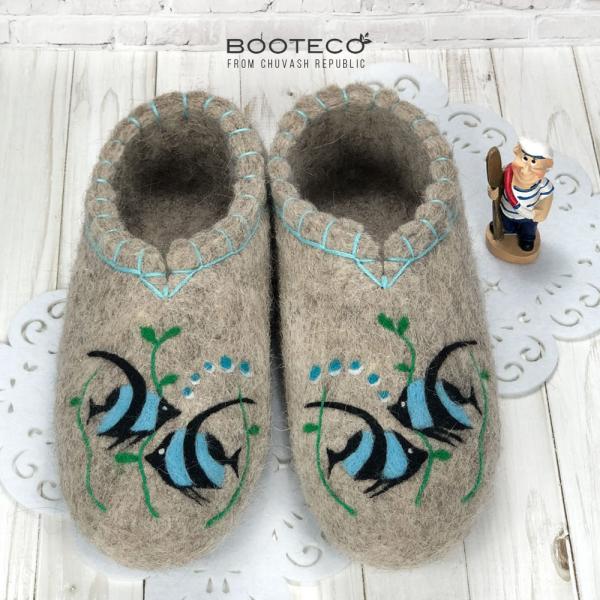 Войлочные тапочки Аквариумные рыбки - Обувная фабрика «Booteco»