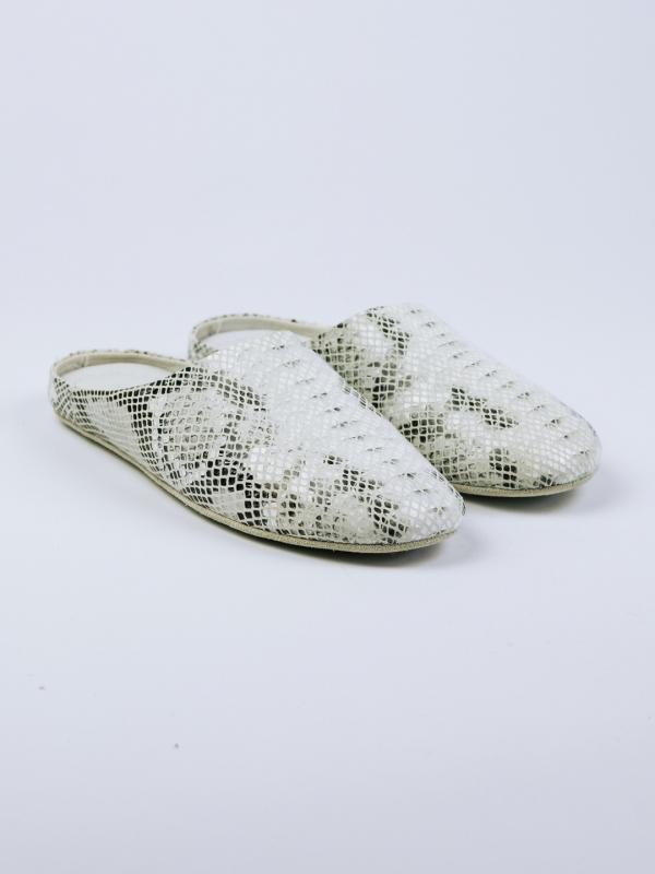 Женские Кожаные тапочки “Белая змея” 85-001 - Обувная фабрика «Марево»