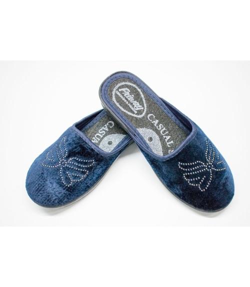 Домашние женские тапочки Бантик.Синий - Обувная фабрика «Фривей»