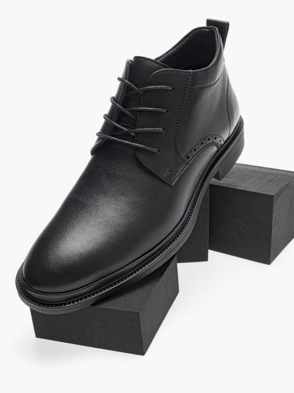 ZX025-010 Ботинки мужские, нат.кожа/байка, чёрный - Обувная фабрика «Baden»